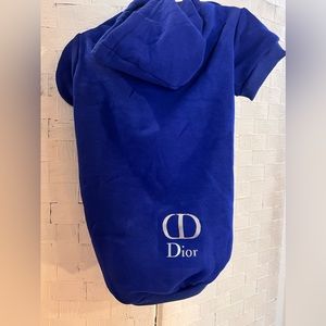Designer Pet Hoodie Blue Cotton